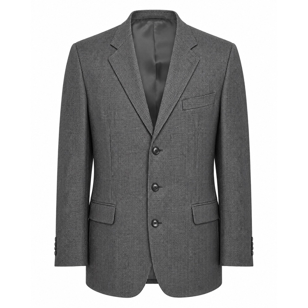 Oscar de la Renta Mens 42L Wool Sport Coat Blazer Grey Houndstooth 3-Button - Picture 1 of 9